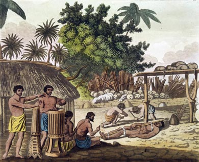 Mensenoffer op Tahiti